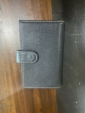 Black Pebbled Leather Snap Wallet